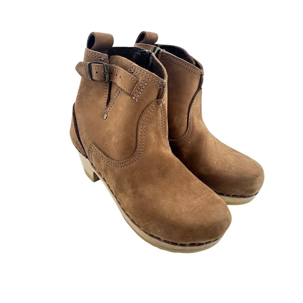 No.6 Store Clog Boots Tan Nubuck Leather Buckle Clog Boots EU 35 Swedish Clog